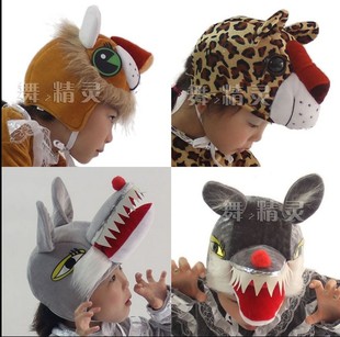 森林动物狮子老虎豹子大灰狼儿童表演帽成人聚会头饰学生舞蹈头套