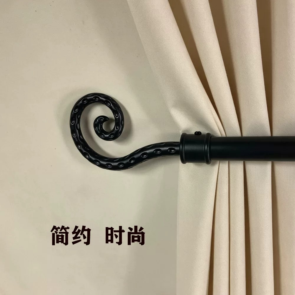 北欧黑色窗帘杆22加厚铝合金罗马杆客厅美式窗帘单杆打孔轨道配件