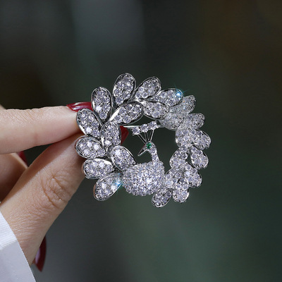 迪莉雪 精致优雅铜锆石镀金凤凰胸针女 韩式晚礼服胸花装饰品