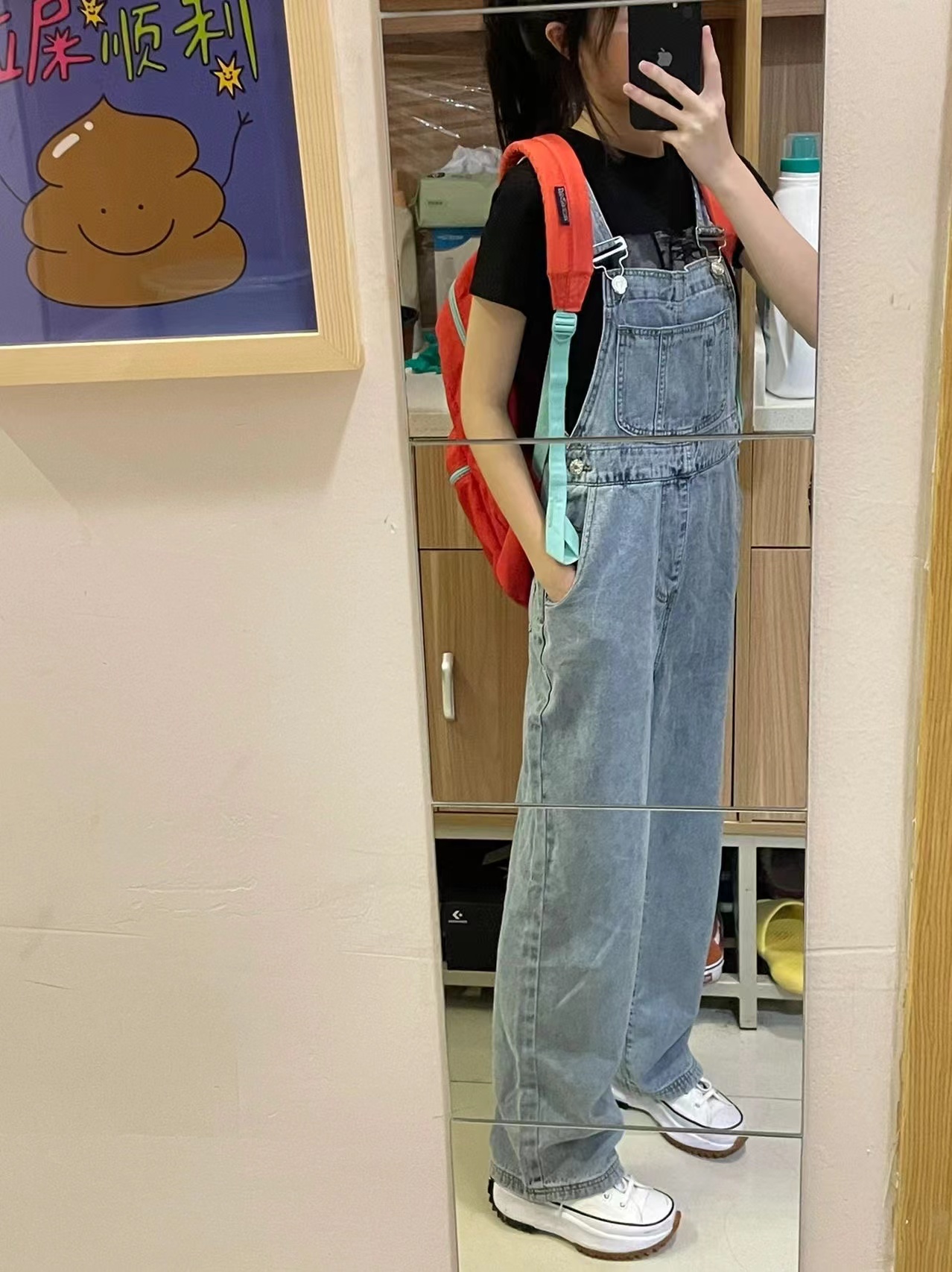 酷盐系奶甜复古减龄牛仔背带裤女