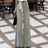 浅色宽边超阔腿牛仔裤 潮 女小个子宽松显瘦慵懒百搭垂感喇叭拖地裤