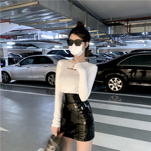 Mirror 气质ins风高腰亮皮半身裙显腿长包臀皮裙 小腰精2023夏季