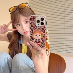 豹纹彩钻可爱娃娃卡通ins韩系14适用16pro苹果16ProMax手机壳iPhone16全包13软15Promax保护套创意 潮牌家数码