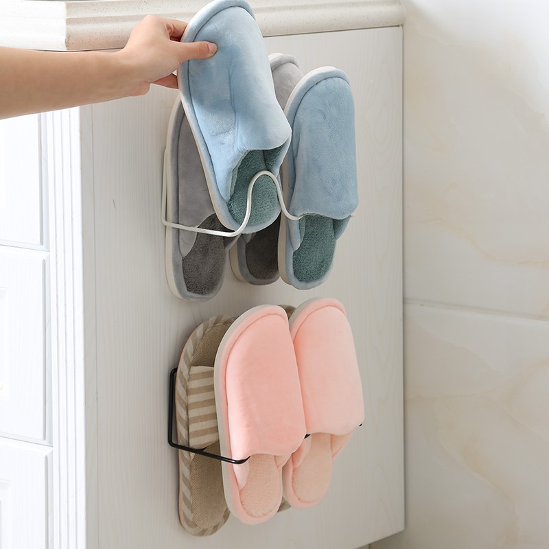 浴室拖鞋架墙壁挂式免打孔厕所挂架卫生间收纳架壁挂放鞋器小鞋架