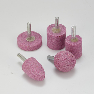 红刚玉电磨头 6mm柄砂轮火石仔 金属打磨抛光头 铬刚玉陶瓷磨头
