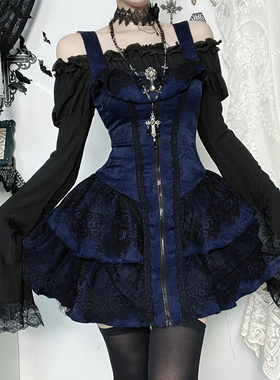 希与STUDIO万圣节哥特风Lolita吊带连衣裙复古蓬蓬短裙子公主风