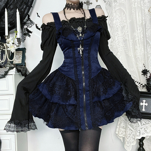希与STUDIO万圣节哥特风Lolita吊带连衣裙复古蓬蓬短裙子公主风