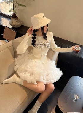 蓬蓬裙短款东大门成人tutu裙重工白色网纱纱裙蛋糕裙芭蕾风半身裙