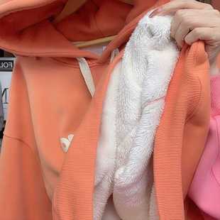 加厚绒卫衣女秋冬2025新款 宽松显瘦连帽保暖上衣休闲外穿厚实帽衫