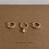 jennie同款 不对称水滴小耳圈两戴简约耳夹无耳洞蚊香盘耳夹耳饰