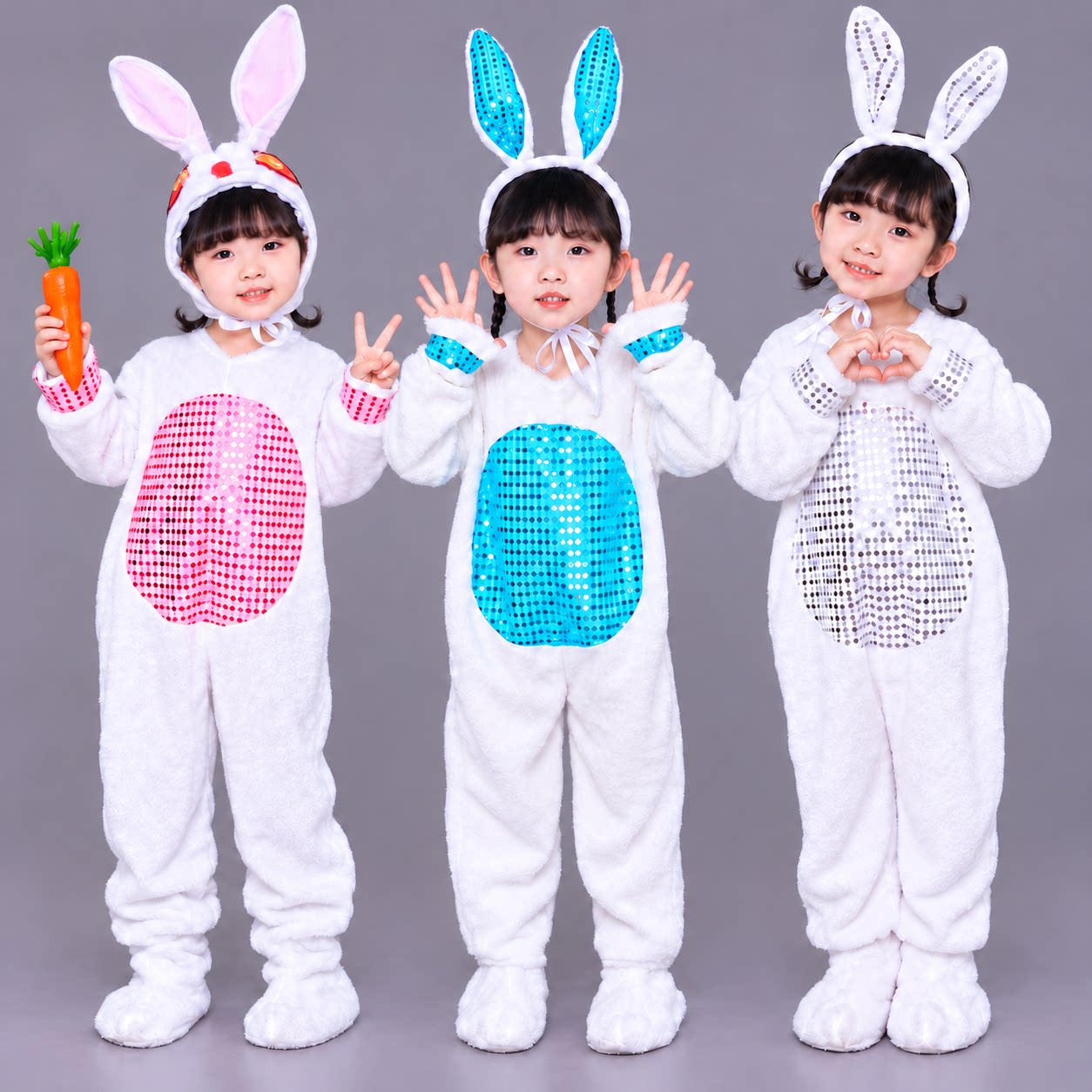 新六一儿童小兔子演出服小白兔子动物表演服装幼儿园舞台舞蹈纱裙