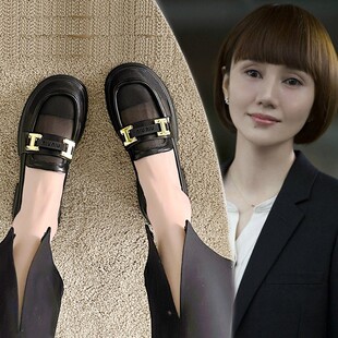 乐福鞋 透气工作鞋 厚底薄款 英伦风网面小皮鞋 子 女2026春夏网纱单鞋