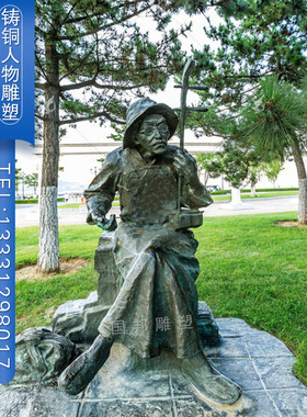 玻璃钢仿铜拉二胡人物铸铜传统民俗小品古代人物雕塑摆放户外景观