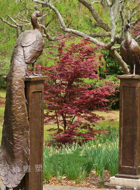 铜雕孔雀雕塑 铸铜 仿铜孔雀开屏动物摆放户外公园园林景观装饰