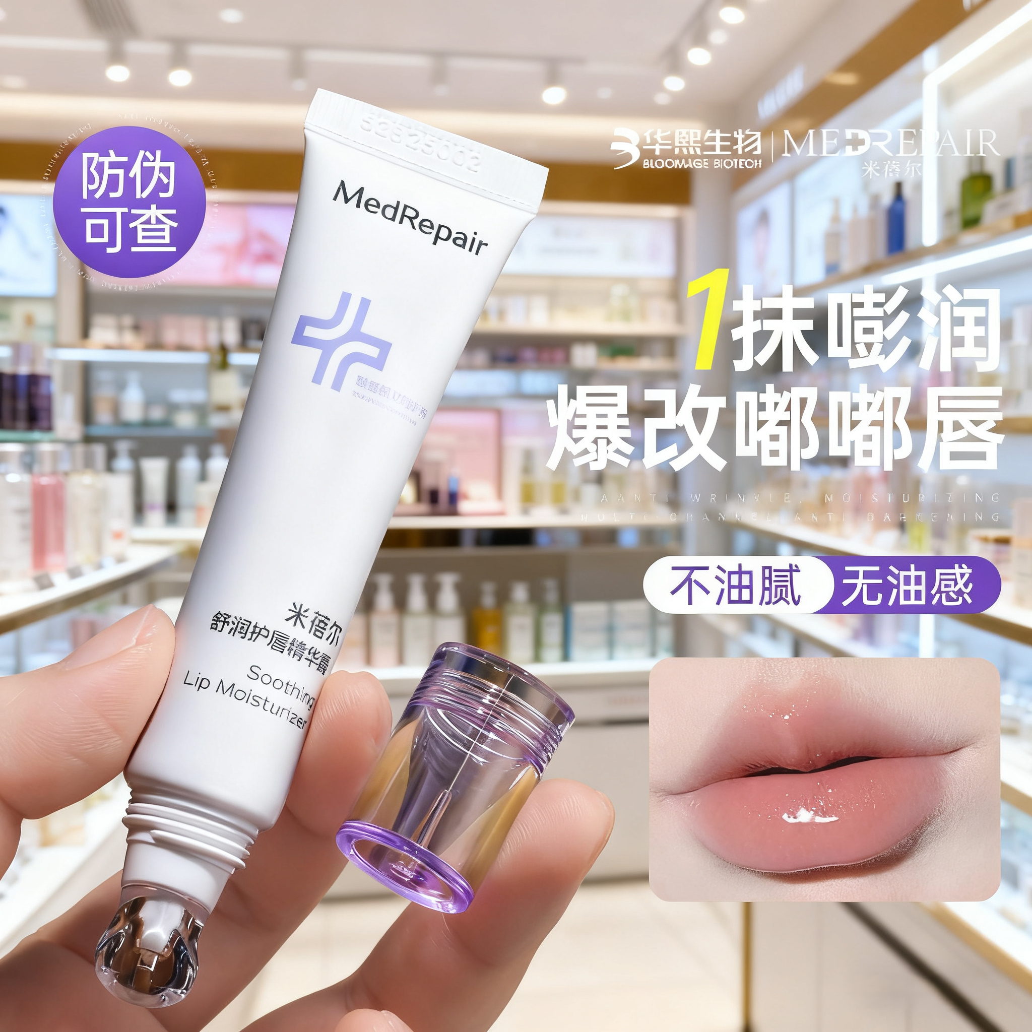 MedRepair米蓓尔蓝绷带舒润护唇精华露保湿修唇膏改善干纹唇