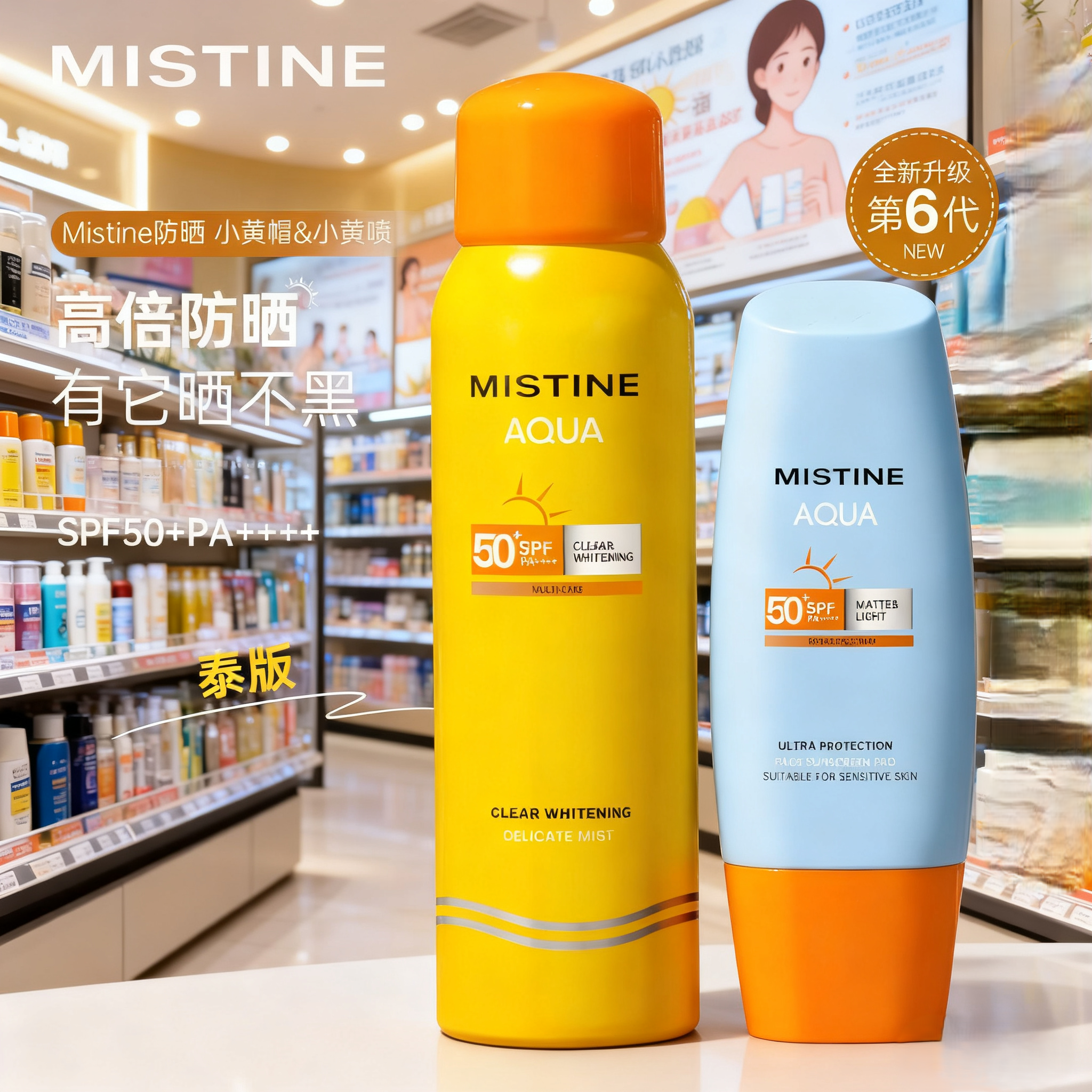 【喷涂组合】mistine泰版防晒霜