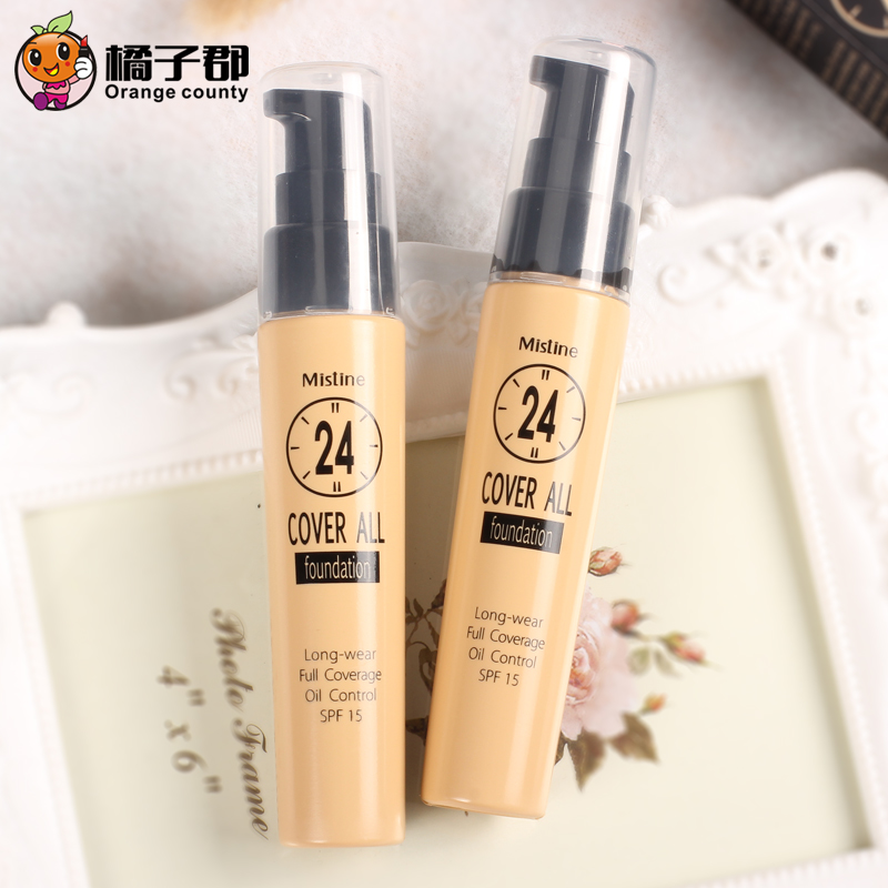 泰国mistine24小时不脱妆粉底液 保湿滋润控油定妆遮瑕嫩白防晒裸
