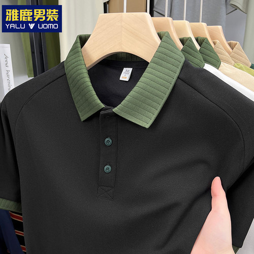 雅鹿男士短袖polo衫翻领t恤重磅