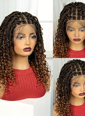 African Box Braids Wig 非洲全蕾丝三股辫 full lace curly wigs