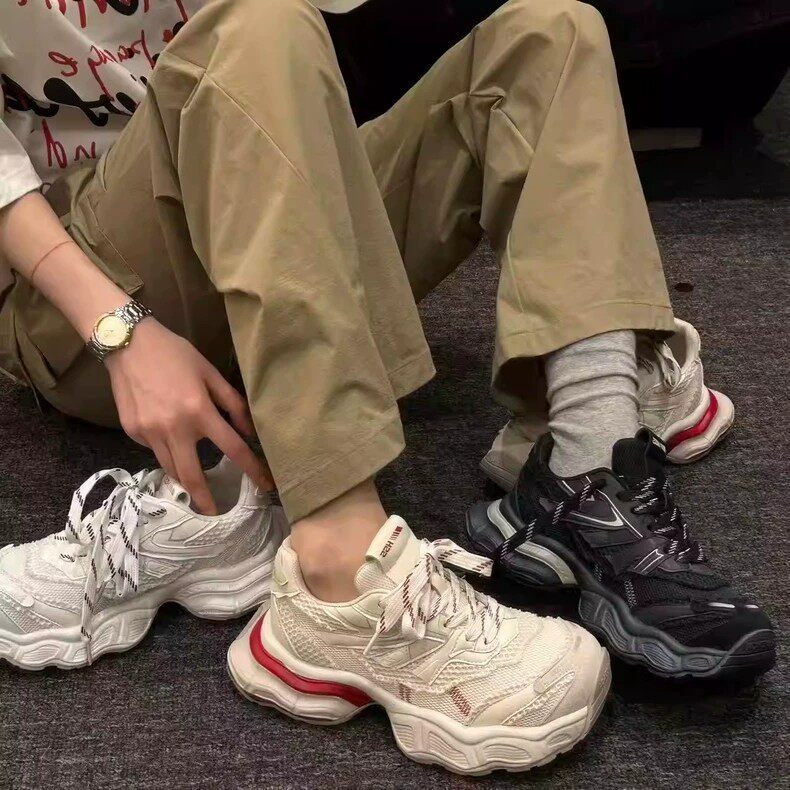 欧洲站巴黎厚底拼色老爹鞋女2026春季新款休闲透气百搭跑步运动鞋