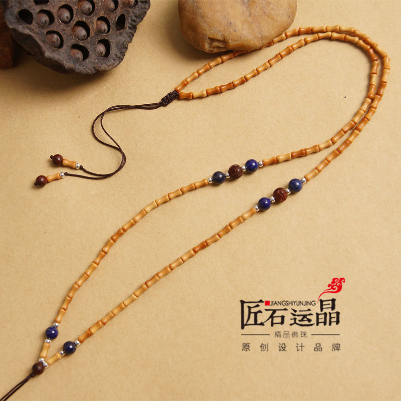 原创橄榄核竹节佛牌金石蜜蜡翡翠