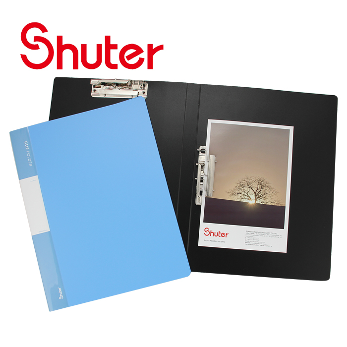 树德办公用品经济文件夹 商务蓝黑色资料夹塑料 单双强压夹A4夹板