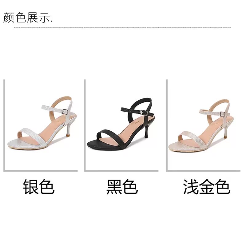 2025新款细跟简约中跟女凉鞋