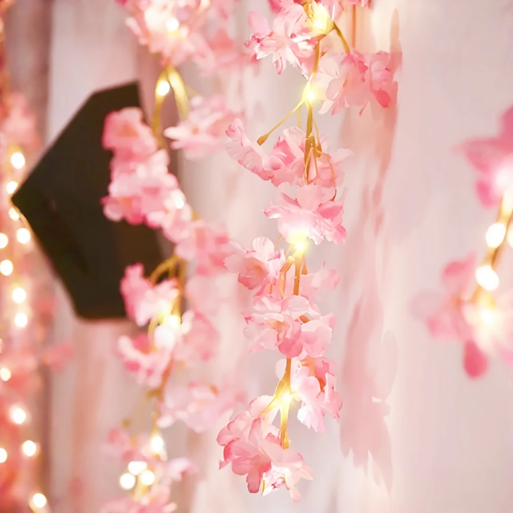 ins樱花灯串拉花拉旗婚庆装饰品 儿童生日派对布置场景商场幼儿园