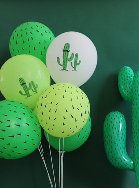 ins仙人掌绿色乳胶气球夏威夷装饰充气森系儿童生日主题创意派对