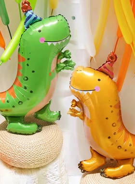 韩国ins风创意新款绿色可爱恐龙帽子气球儿童生日派对场景装饰品