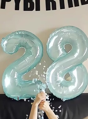 ins风梦幻果冻蓝色数字气球 成人儿童生日派对装饰品布置拍照道具