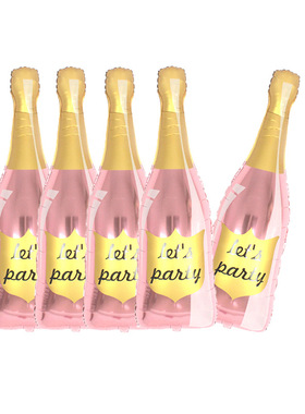 新款大号玫瑰金铝膜气球let's party酒瓶气球生日派对装饰品布置