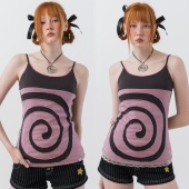 sixthdimension千禧辣妹背心女夏ins潮牌螺旋纹拼接甜酷吊带背心
