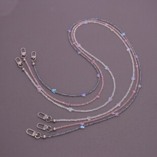 4mm仿水晶串珠链条扩音器替换背链斜挎包带手机挂绳背带配件