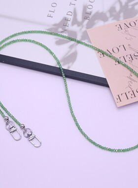绿色仿水晶链条配件长款手机挂链背带挂绳斜挎包包链条玻璃穿珠链