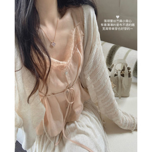 YYSTUFF/「清仓特价」苎麻蕾丝吊带背心修身薄短款无袖上衣女夏