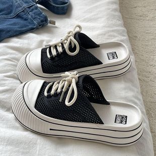 夏季包头拖鞋女外穿2025新款厚底防滑时尚休闲系带透气凉拖鞋女款