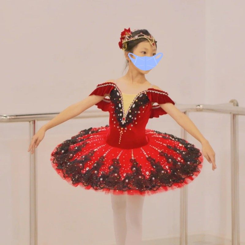 儿童芭蕾舞裙红色天鹅湖女童TUTU裙专业比赛蓬蓬纱裙小天鹅演出服