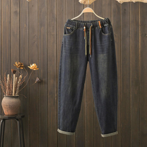 秋冬大码200斤高腰哈伦牛仔裤