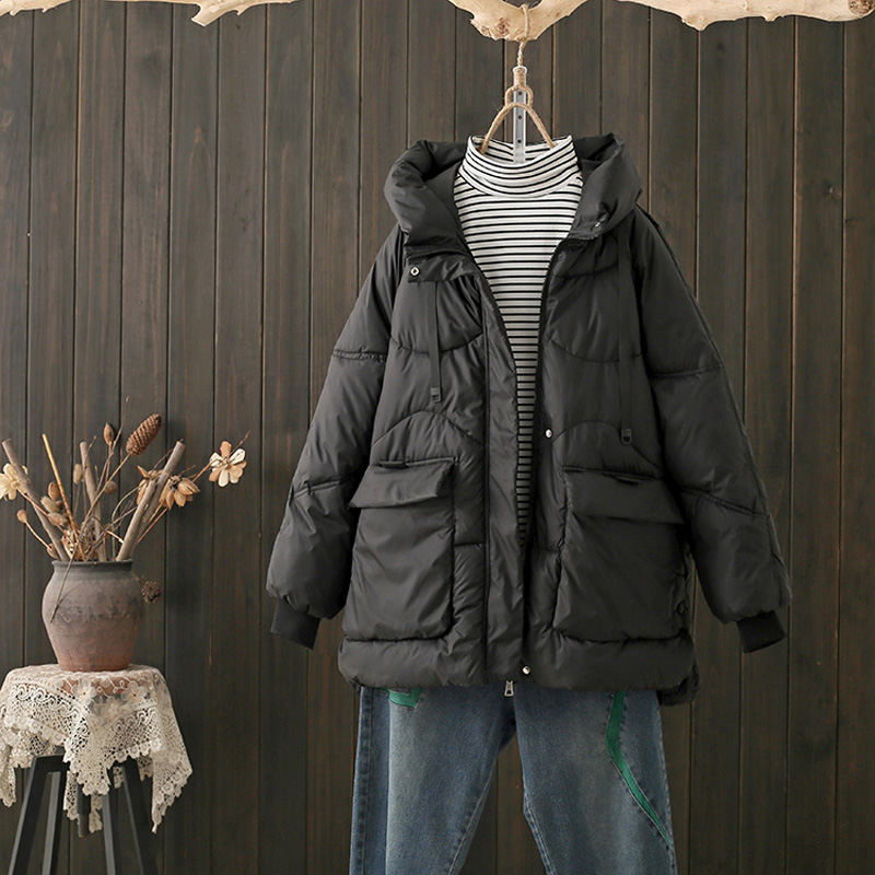 冬季250斤时尚显瘦加厚连帽棉衣