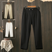 大码 裤 200斤裤 高腰宽松显瘦九分休闲直筒烟管西装 子胖mm薄款 夏季