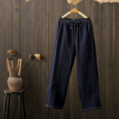 松紧腰阔腿九分裤 不掉色 复古百搭高腰直筒裤 200斤牛仔裤 春秋大码