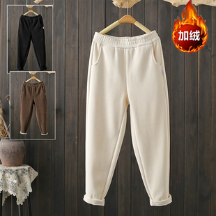 子潮 老爹哈伦加绒裤 秋冬大码 200斤胖mm松紧腰灯芯绒高腰显瘦韩版