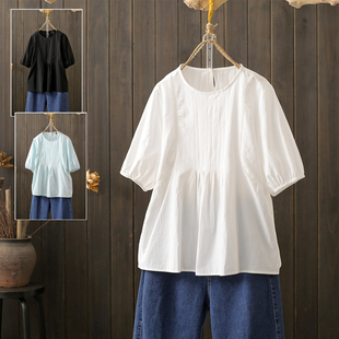 大码 五分袖 200斤短袖 胖妹妹洋气减龄设计感小众法式 上衣 衬衫 夏季