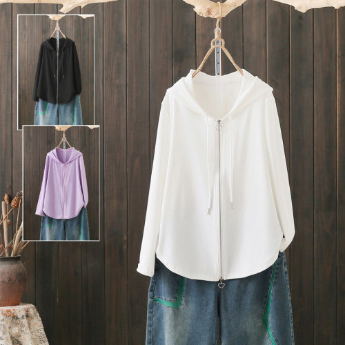 春秋大码200斤白色连帽卫衣