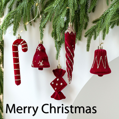 圣诞装饰品圣诞树植绒挂件