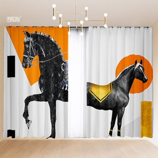 北欧斑马窗帘成品卧室飘窗阳台半遮光隔断帘门帘家用客厅窗帘布