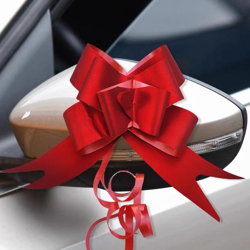 亮晶磨砂红手拉花婚车装饰蝴蝶结彩带糖果盒礼盒绑书丝带开业开学
