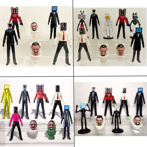 Туалет, монитор, игрушка, фигурка, файтинговая камера видеонаблюдения, кукла