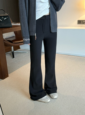 KAPOK-正品 2025冬季新款韩版简约微喇加绒加厚显瘦休闲裤女35162